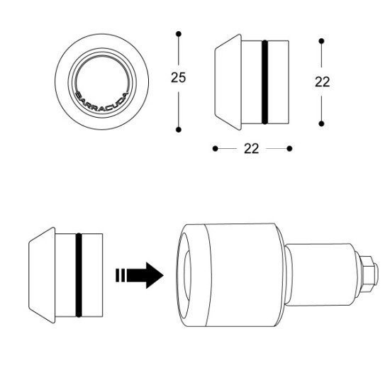 BARRACUDA CONTRAPPESI MANUBRIO CON FRECCE INTEGRATE B-LED B-LUX