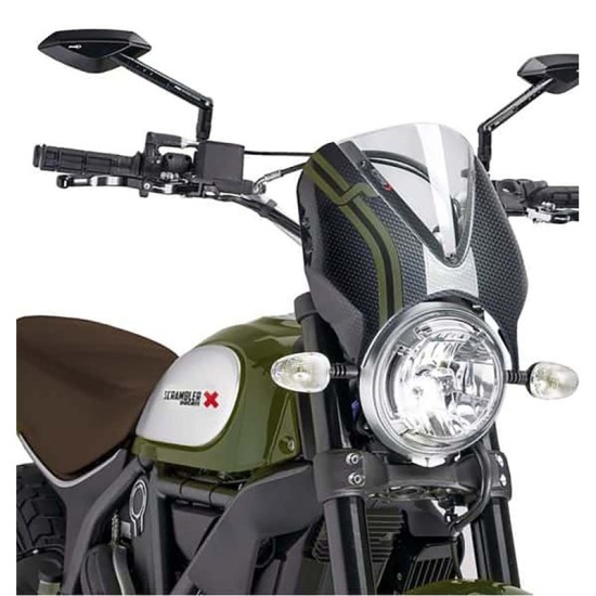 PUIG CUPOLINO RETRO DUCATI SCRAMBLER DARK PRO 2021-2023 TRASPARENTE-CARBON PUIG CUPOLINO RETRO DUCATI SCRAMBLER DARK PRO 2021-2023 TRASPARENTE-CARBON