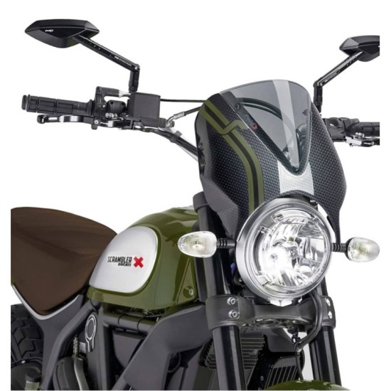PUIG CUPOLINO RETRO DUCATI SCRAMBLER DARK PRO 2021-2023 FUME CHIARO-CARBON PUIG CUPOLINO RETRO DUCATI SCRAMBLER DARK PRO 2021-2023 FUME CHIARO-CARBON