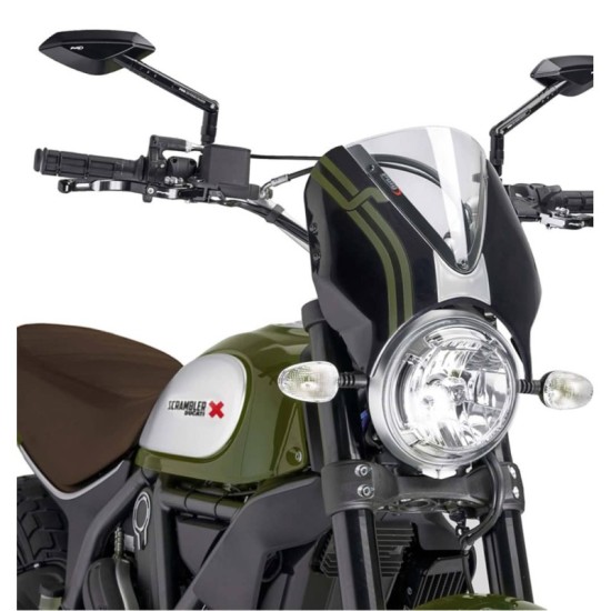 PUIG CUPOLINO RETRO DUCATI SCRAMBLER DESERT SLED 2017-2022 TRASPARENTE-NERO PUIG CUPOLINO RETRO DUCATI SCRAMBLER DESERT SLED 2017-2022 TRASPARENTE-NERO