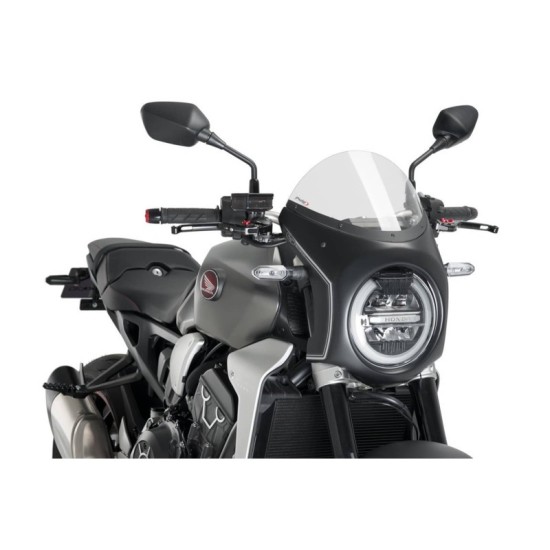 PUIG CUPOLINO SEMICARENATO HONDA CB650R NEO SPORTS CAFE 2019-2023 TRASPARENTE-NERO PUIG CUPOLINO SEMICARENATO HONDA CB650R NEO SPORTS CAFE 2019-2023 TRASPARENTE-NERO