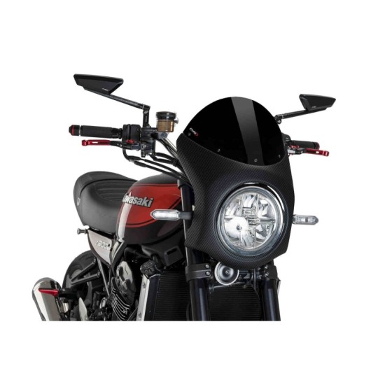 PUIG CUPOLINO SEMICARENATO KAWASAKI Z900 RS SE 2022-2023 NERO-CARBON PUIG CUPOLINO SEMICARENATO KAWASAKI Z900 RS SE 2022-2023 NERO-CARBON