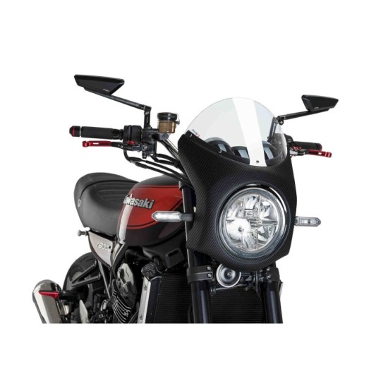 PUIG CUPOLINO SEMICARENATO KAWASAKI Z900 RS SE 2022-2023 TRASPARENTE-CARBON PUIG CUPOLINO SEMICARENATO KAWASAKI Z900 RS SE 2022-2023 TRASPARENTE-CARBON