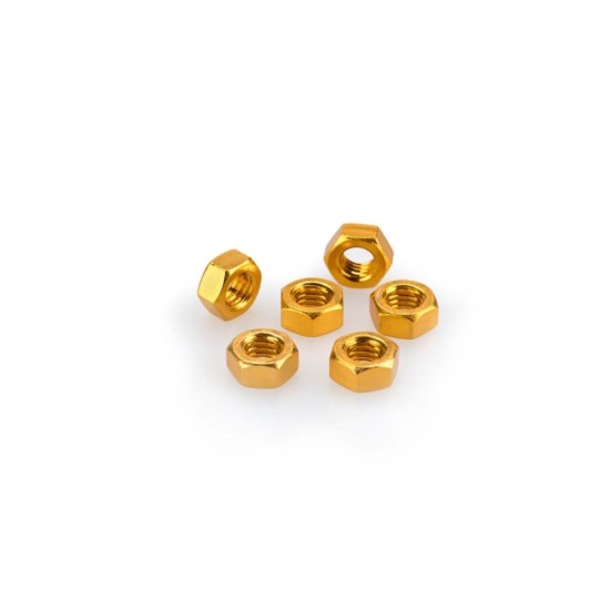 PUIG KIT VITI ANODIZZATE GIALLO - COD. 0764G - Dadi in alluminio anodizzato. Blister da 6 pezzi. Misura M6. PUIG KIT VITI ANODIZZATE GIALLO - COD. 0764G - Dadi in alluminio anodizzato. Blister da 6 pezzi. Misura M6.