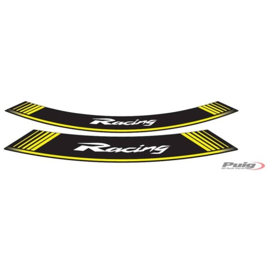 PUIG ADESIVI CERCHI RACING GIALLO - Il set consiste di 8 strisce adesive cerchi da 14 e 21" - COD. 5531G"