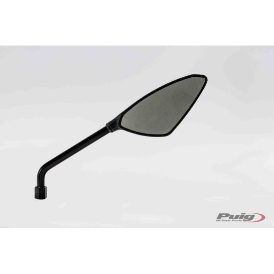 PUIG SPECCHIETTO RETROVISORE DESTRO MOD. RS2 CARBON LOOK - COD. 7348C - UNIVERSALE CON ASTA - Dimensioni coppa: 120x50.5 mm -