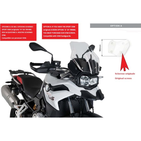 PUIG CUPOLINO TOURING BMW F850 GS 2018-2023 TRASPARENTE-CUP. SPORT OEM PUIG CUPOLINO TOURING BMW F850 GS 2018-2023 TRASPARENTE-CUP. SPORT OEM