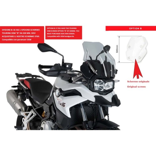 PUIG CUPOLINO TOURING BMW F850 GS ADVENTURE 2019-2023 FUME CHIARO-CUP. TOURING OEM PUIG CUPOLINO TOURING BMW F850 GS ADVENTURE 2019-2023 FUME CHIARO-CUP. TOURING OEM
