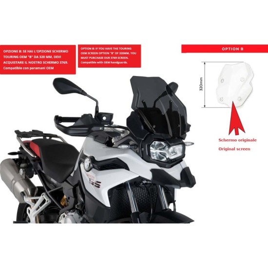 PUIG CUPOLINO TOURING BMW F850 GS ADVENTURE 2019-2023 FUME SCURO-CUP. TOURING OEM PUIG CUPOLINO TOURING BMW F850 GS ADVENTURE 2019-2023 FUME SCURO-CUP. TOURING OEM