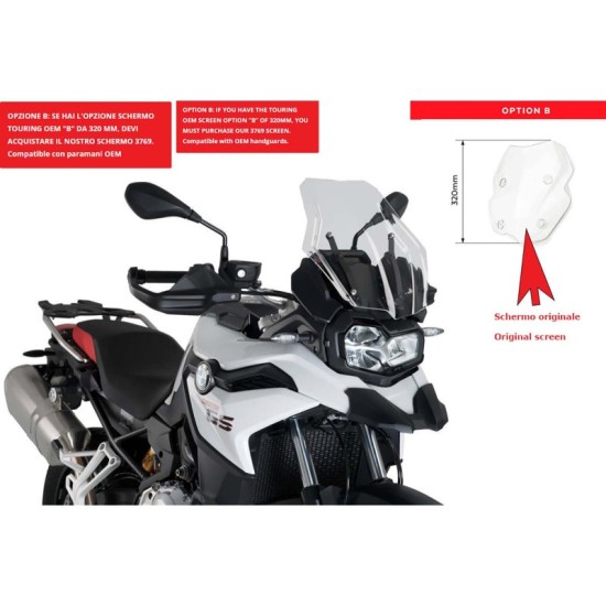 PUIG CUPOLINO TOURING BMW F850 GS ADVENTURE 2019-2023 TRASPARENTE-CUP. TOURING OEM PUIG CUPOLINO TOURING BMW F850 GS ADVENTURE 2019-2023 TRASPARENTE-CUP. TOURING OEM