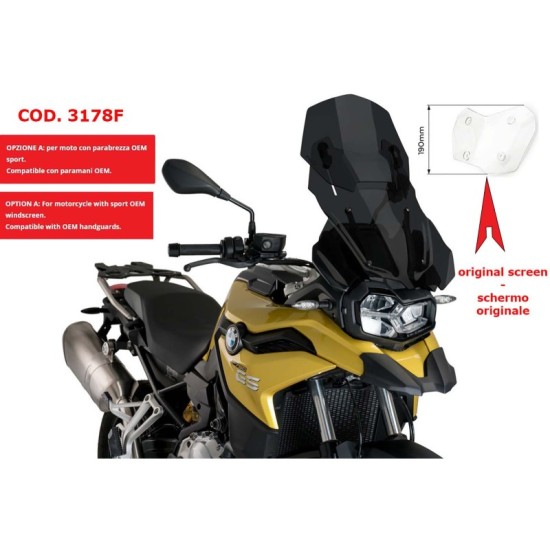 PUIG CUPOLINO REGOLABILE BMW F850 GS 2018-2023 FUME SCURO PUIG CUPOLINO REGOLABILE BMW F850 GS 2018-2023 FUME SCURO