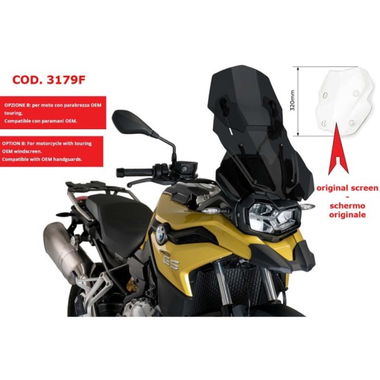 PUIG CUPOLINO REGOLABILE BMW F850 GS ADVENTURE 2019-2023 FUME SCURO PUIG CUPOLINO REGOLABILE BMW F850 GS ADVENTURE 2019-2023 FUME SCURO